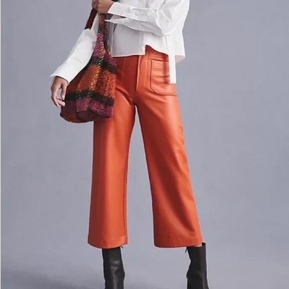 The Colette Cropped Wide-Leg Pants by Maeve: Faux Leather Edition - worn once - Picture 2 of 4